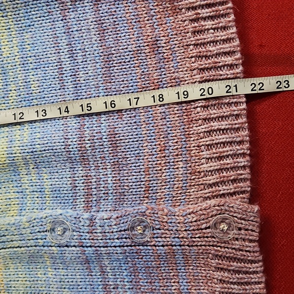 Pastel rainbow cable knit button down the front cardigan XL office Spring - Picture 7 of 7